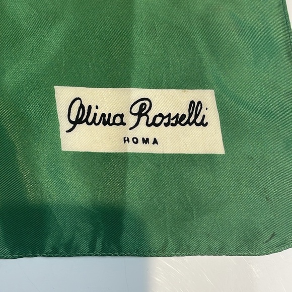 Olivia Rosselli Abstract Bird Scarf, Vintage Green Square Scarf Made in Italy. - Picture 2 of 8